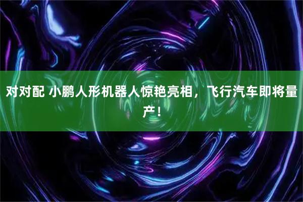 对对配 小鹏人形机器人惊艳亮相，飞行汽车即将量产！